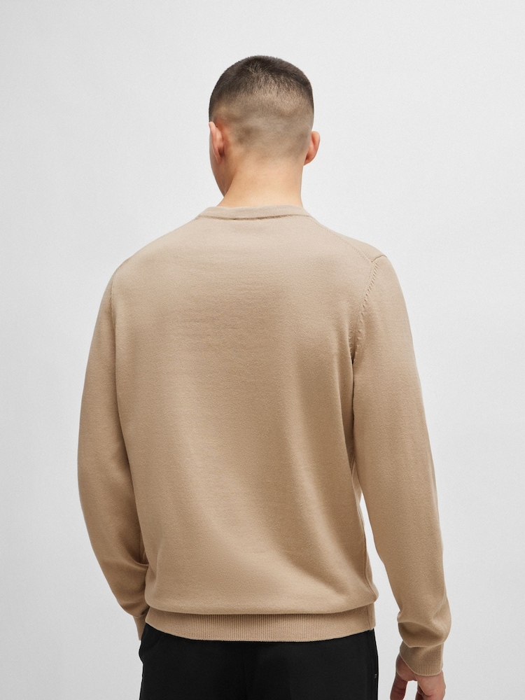 HUGO Beige HUGO Box Logo Cotton Jumper - Image 2 of 5