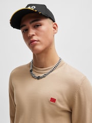 HUGO Beige HUGO Box Logo Cotton Jumper - Image 4 of 5
