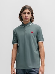HUGO Cotton-Piqué Slim-Fit Polo Shirt With Logo Label - Image 1 of 5