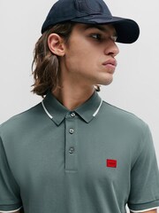 HUGO Cotton-Piqué Slim-Fit Polo Shirt With Logo Label - Image 4 of 5