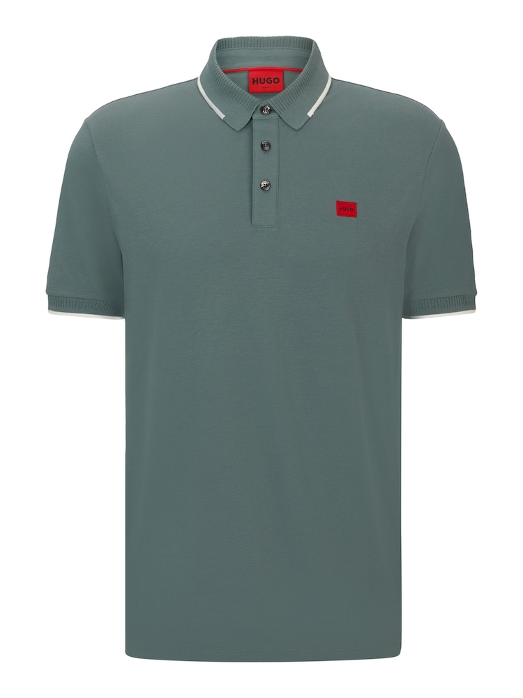 HUGO Cotton-Piqué Slim-Fit Polo Shirt With Logo Label - Image 5 of 5