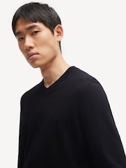 BOSS Black V-Neck 100% Cotton Embroidered Logo Sweater - Image 4 of 5