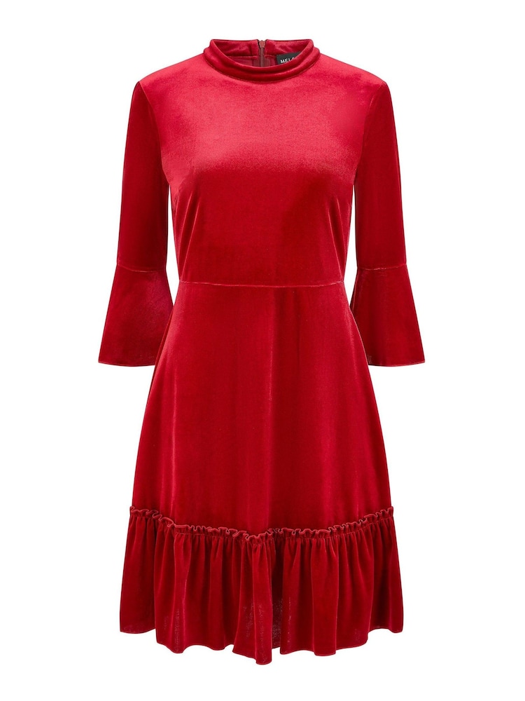 Mela Red Velvet High Neck Skater Dress - Image 4 of 4