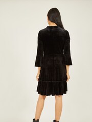 Mela Black Velvet High Neck Skater Dress - Image 2 of 4