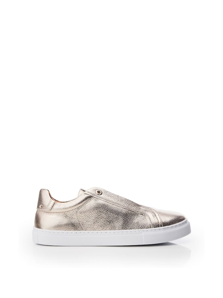 Moda in Pelle Bencina Slip On White Trainers with Elastic - Image 1 of 4