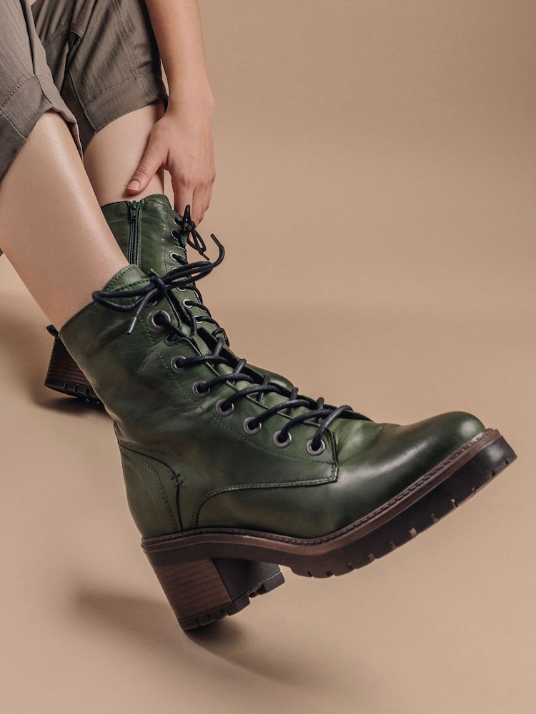 Moda In Pelle Bellzie Lace Up Leather Ankle Boots - Image 1 of 5