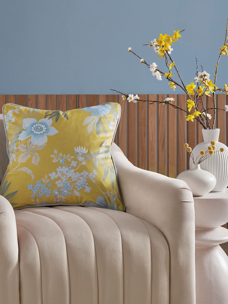 Graham & Brown Yellow Kimono Feather Filled Cushion - Image 1 of 4