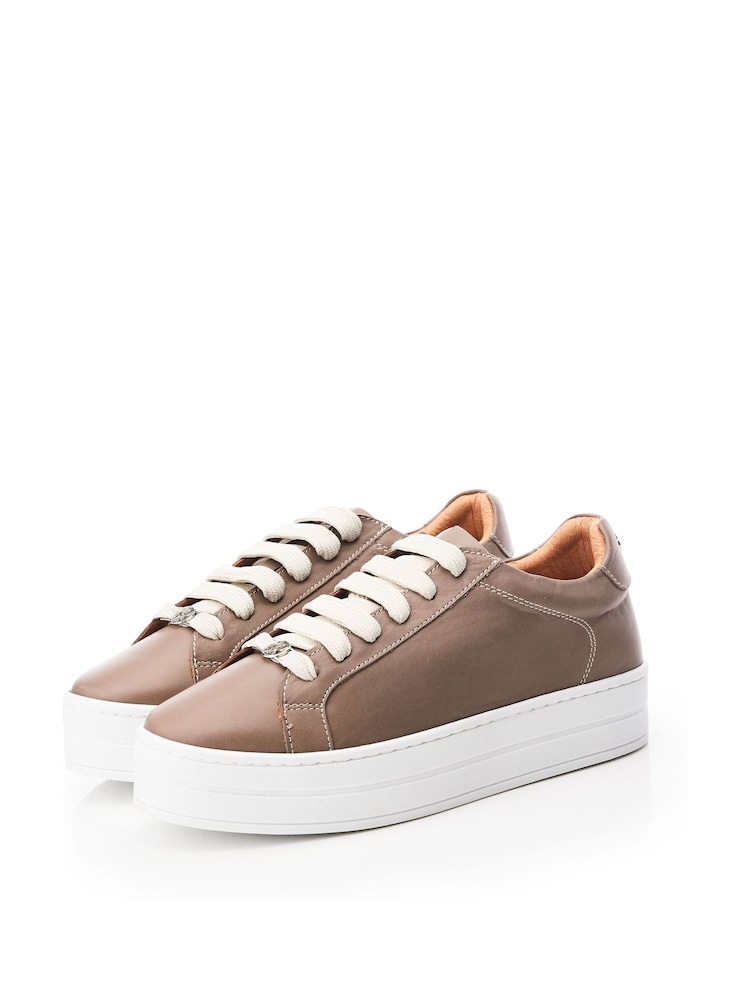 Moda in Pelle Boxy Slab Unit Plain Lace Up White Trainers - Image 2 of 4 Moda in Pelle Boxy Slab Unit Plain Lace Up White Trainers - Image 2 of 4