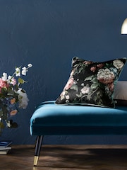 Graham & Brown Black Hauge Fleurs Feather Filled Cushion - Image 1 of 4