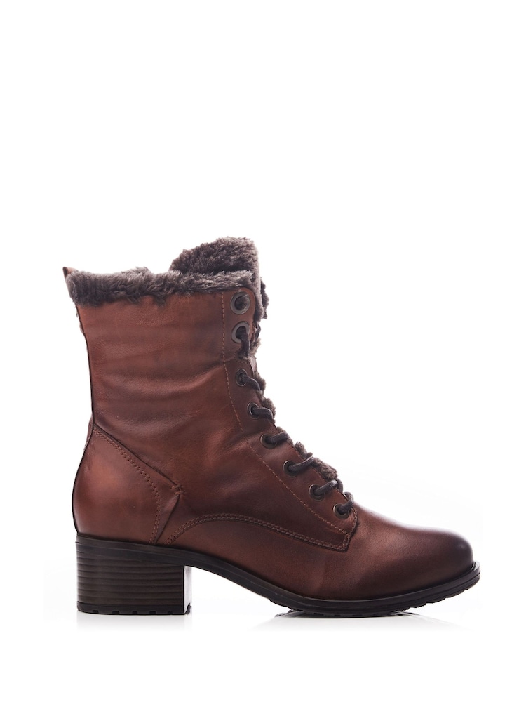 Moda In Pelle ALPINNE FAUX FUR LINED LACE UP LEATHER BOOT - Image 1 of 4