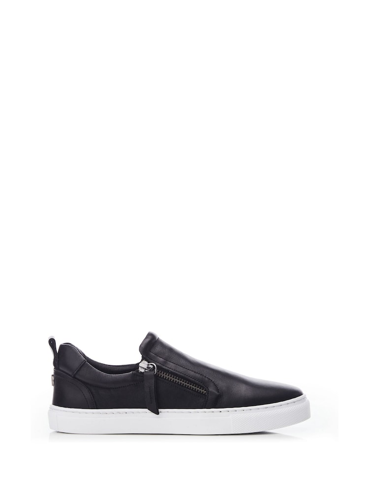 Schwarz - Moda In Pelle Bradly Slipper-Turnschuhe mit seitlichem Reißverschluss - Bild 1 von 4 Schwarz - Moda In Pelle Bradly Slipper-Turnschuhe mit seitlichem Reißverschluss - Bild 1 von 4