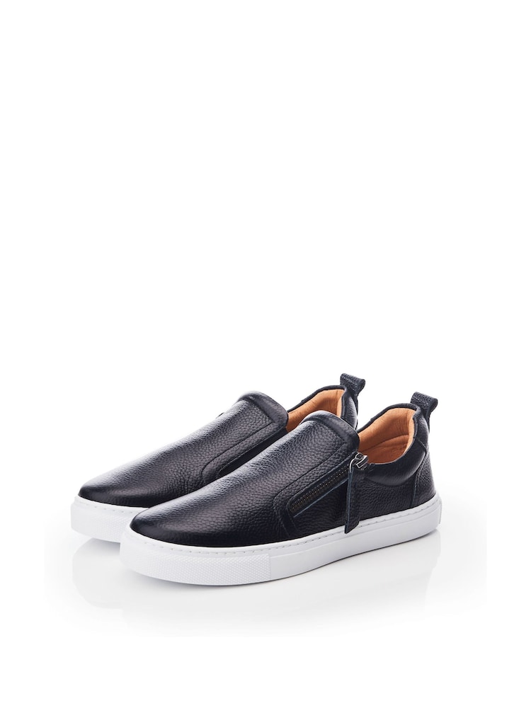 Schwarz - Moda In Pelle Bradly Slipper-Turnschuhe mit seitlichem Reißverschluss - Bild 2 von 4 Schwarz - Moda In Pelle Bradly Slipper-Turnschuhe mit seitlichem Reißverschluss - Bild 2 von 4