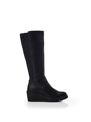 Moda in Pelle Harpette Crepe Wedge Long Side Zip Boots - Image 1 of 4