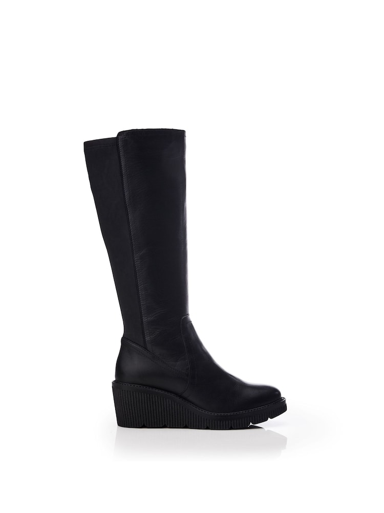 Moda in Pelle Harpette Crepe Wedge Long Side Zip Boots - Image 1 of 4