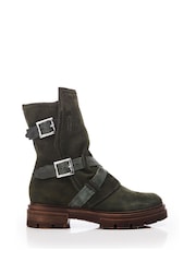 Grün - Moda In Pelle Briona Stiefel mit klobiger Sohle und seitlicher Schnalle - Bild 1 von 4