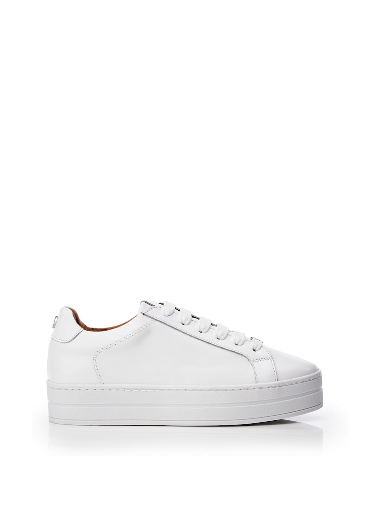 Moda in Pelle Boxy Slab Unit Plain Lace Up White Trainers - Image 1 of 4