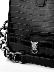 Schwarz - Moda In Pelle Adriana Polierte Krokodil-Eimertasche - Bild 3 von 3