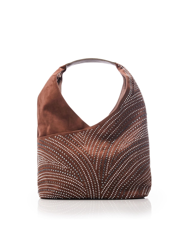 Moda in Pelle Black Glamslouch Large Studded Hobo Bag - Image 1 of 3
