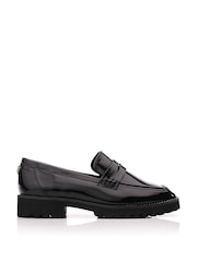 Moda in Pelle Calfie Clean Saddle Black Loafers With Crystal Rand - Image 1 of 4