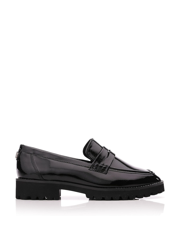 Moda in Pelle Calfie Clean Saddle Black Loafers With Crystal Rand - Image 1 of 4