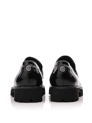 Moda in Pelle Calfie Clean Saddle Black Loafers With Crystal Rand - Image 3 of 4