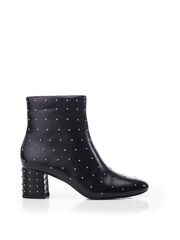 Moda in Pelle Kravitz All-Over Pin Stud Low Block Ankle Black Boots - Image 1 of 4