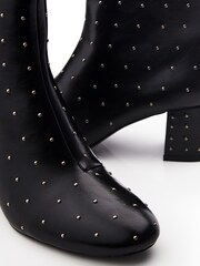 Moda in Pelle Kravitz All-Over Pin Stud Low Block Ankle Black Boots - Image 4 of 4
