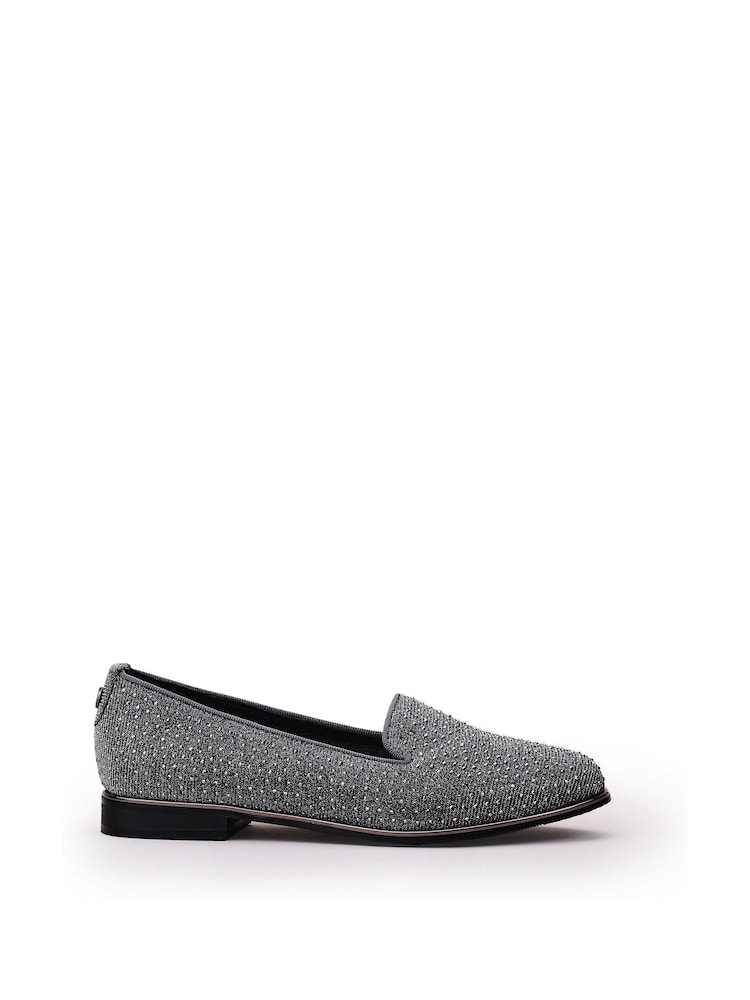 Moda in Pelle Grey Emmas Slip Ons Embellished Smart Shoes - Image 1 of 4