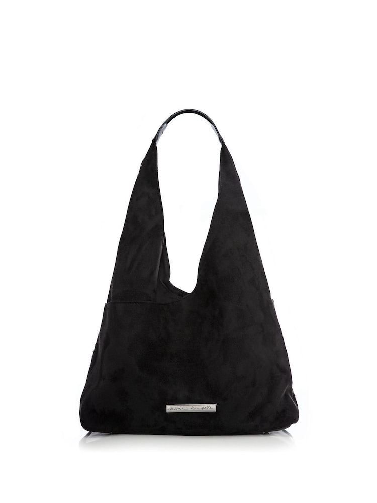 Moda in Pelle Black Glamslouch Large Studded Hobo Bag - Image 1 of 4