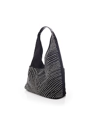 Moda in Pelle Black Glamslouch Large Studded Hobo Bag - Image 2 of 4