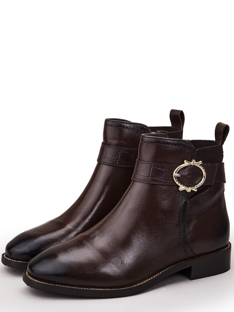 Moda in Pelle Miya Smart Ankle Boots With Buckle Trim - Image 2 of 4