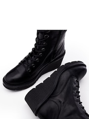 Moda in Pelle Braniyah Wedge Heel Lace-Up Black Ankle Boots - Image 4 of 4