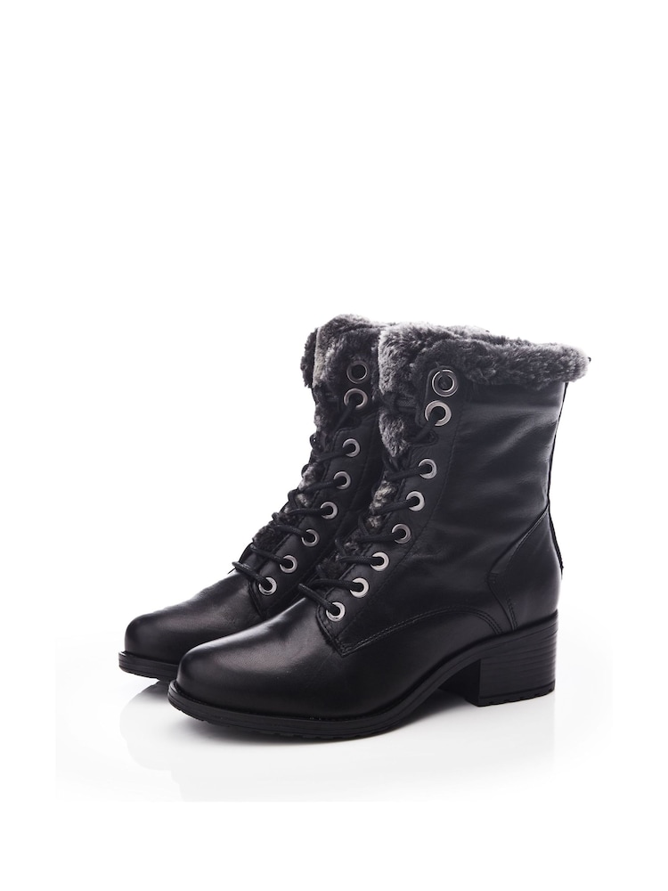Moda In Pelle ALPINNE FAUX FUR LINED LACE UP LEATHER BOOT - Image 2 of 4