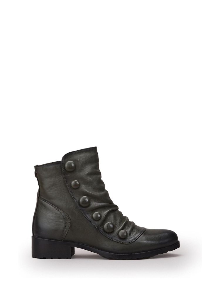 Moda in Pelle Bronwen Short Boots With Ruched Front and Side Buttons - Image 1 of 4