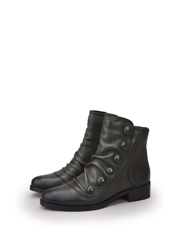 Moda in Pelle Bronwen Short Boots With Ruched Front and Side Buttons - Image 2 of 4