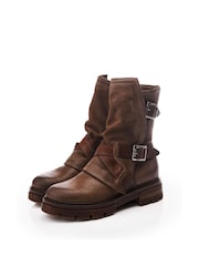 Moda in Pelle Briona Front Wrap Side Buckle Chunky Sole Ankle Boots - Image 2 of 4