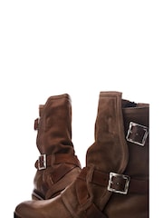 Moda in Pelle Briona Front Wrap Side Buckle Chunky Sole Ankle Boots - Image 4 of 4