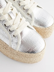 Silver Forever Comfort® Chunky Flatform Espadrille Lace Up Trainers - Image 8 of 9