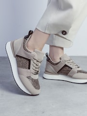 Moda in Pelle Addele Slab Sole Lace Up Trainers With Snake Pu - Image 1 of 4