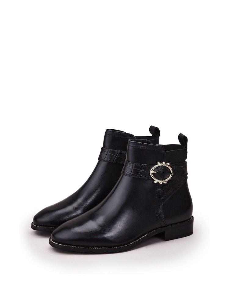 Moda in Pelle Miya Smart Ankle Boots With Buckle Trim - Image 2 of 4