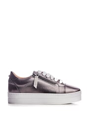 Moda In Pelle Abbiy Chunky Slab Sole Side Zip Lace Up Trainers - Image 1 of 4