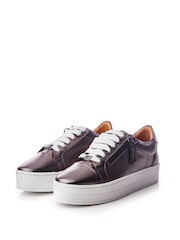 Moda In Pelle Abbiy Chunky Slab Sole Side Zip Lace Up Trainers - Image 2 of 4