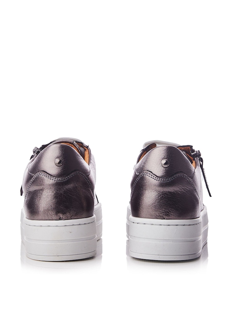 Moda In Pelle Abbiy Chunky Slab Sole Side Zip Lace Up Trainers - Image 3 of 4