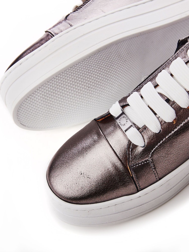 Moda In Pelle Abbiy Chunky Slab Sole Side Zip Lace Up Trainers - Image 4 of 4