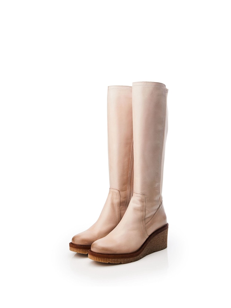 Moda in Pelle Harpette Crepe Wedge Long Side Zip Boots - Image 2 of 4