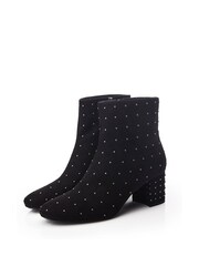 Moda in Pelle Kravitz All-Over Pin Stud Low Block Ankle Black Boots - Image 2 of 4