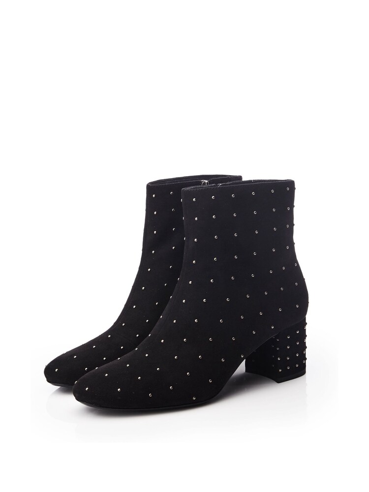 Moda in Pelle Kravitz All-Over Pin Stud Low Block Ankle Black Boots - Image 2 of 4