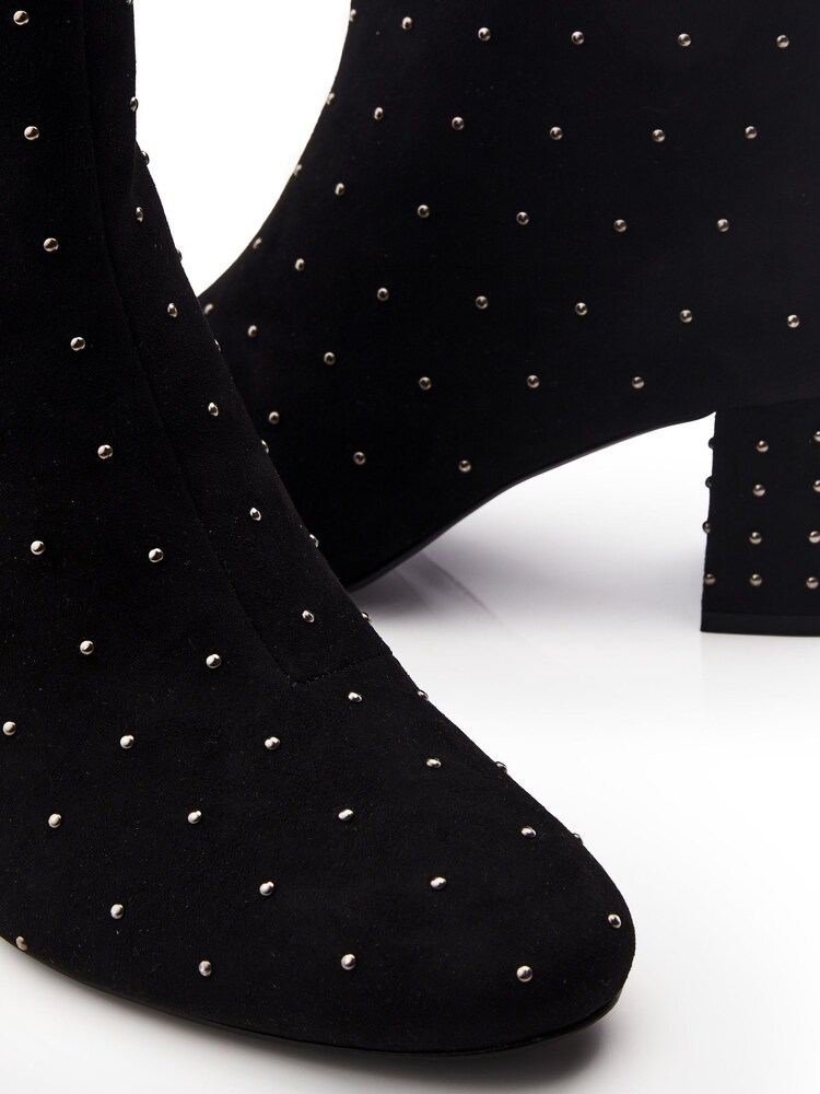 Moda in Pelle Kravitz All-Over Pin Stud Low Block Ankle Black Boots - Image 4 of 4