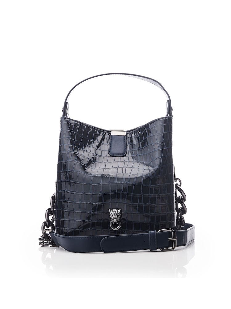 Moda in Pelle Adriana Polished Croc Bucket Bag - Image 1 of 5