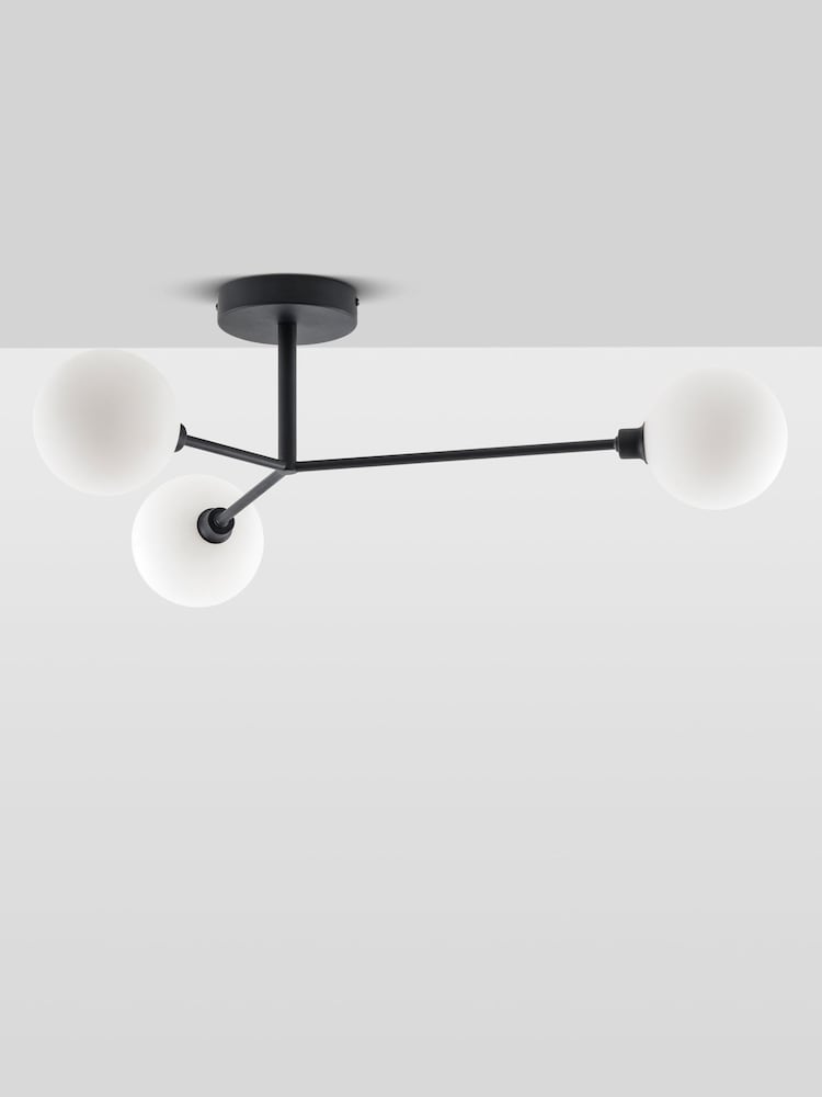 Houseof. Charcoal Grey 3 Light Flush Ceiling Light - Image 2 of 4